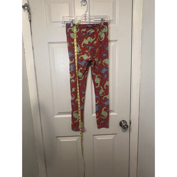 LulaRoe unicorn One Size Red DinosaurThemed Leggings Size 2-12 - Picture 4 of 8